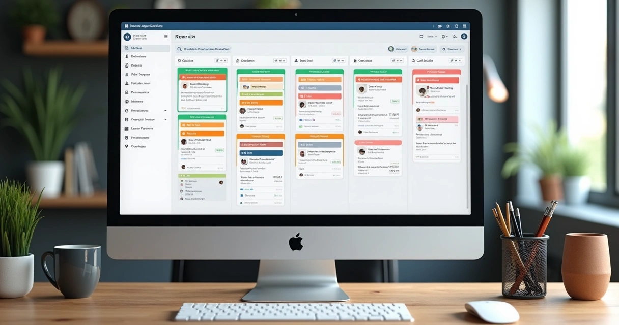 Tela de Kanban digital personalizado com etapas diferentes em um CRM