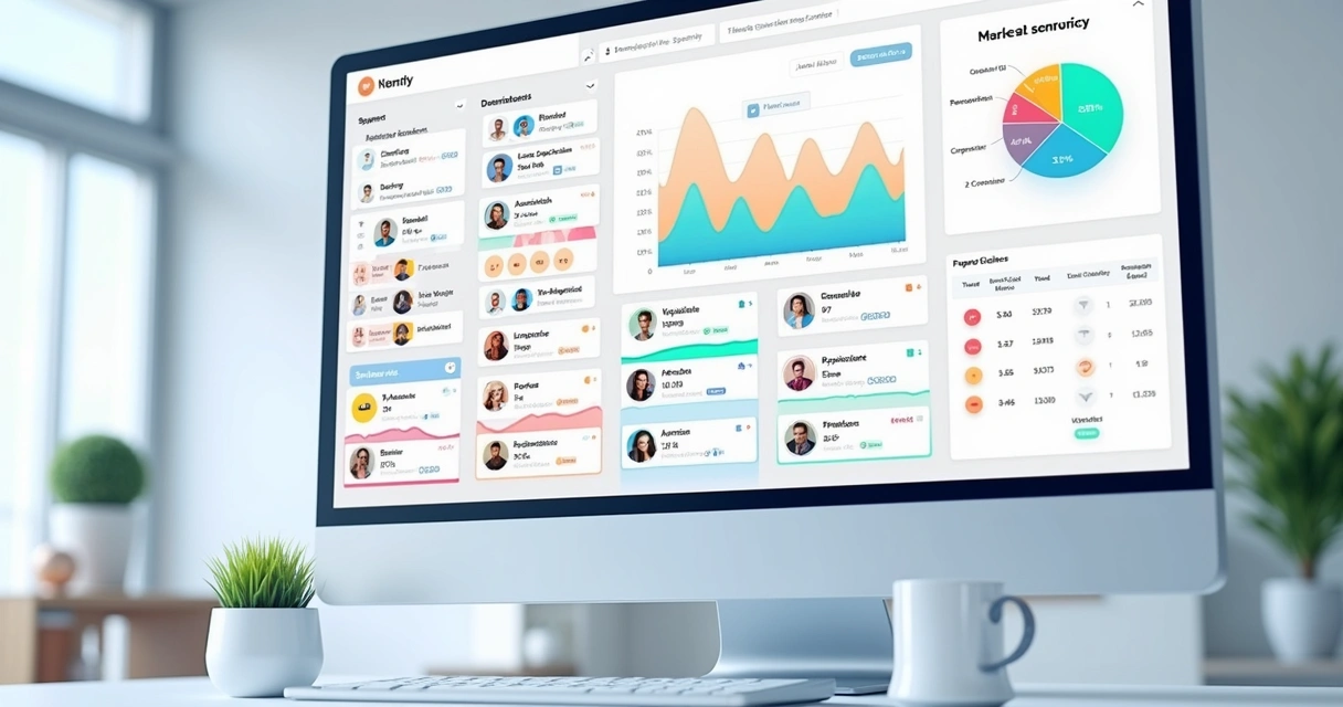 Kanban de vendas em CRM mostrando segmentos de mercado 