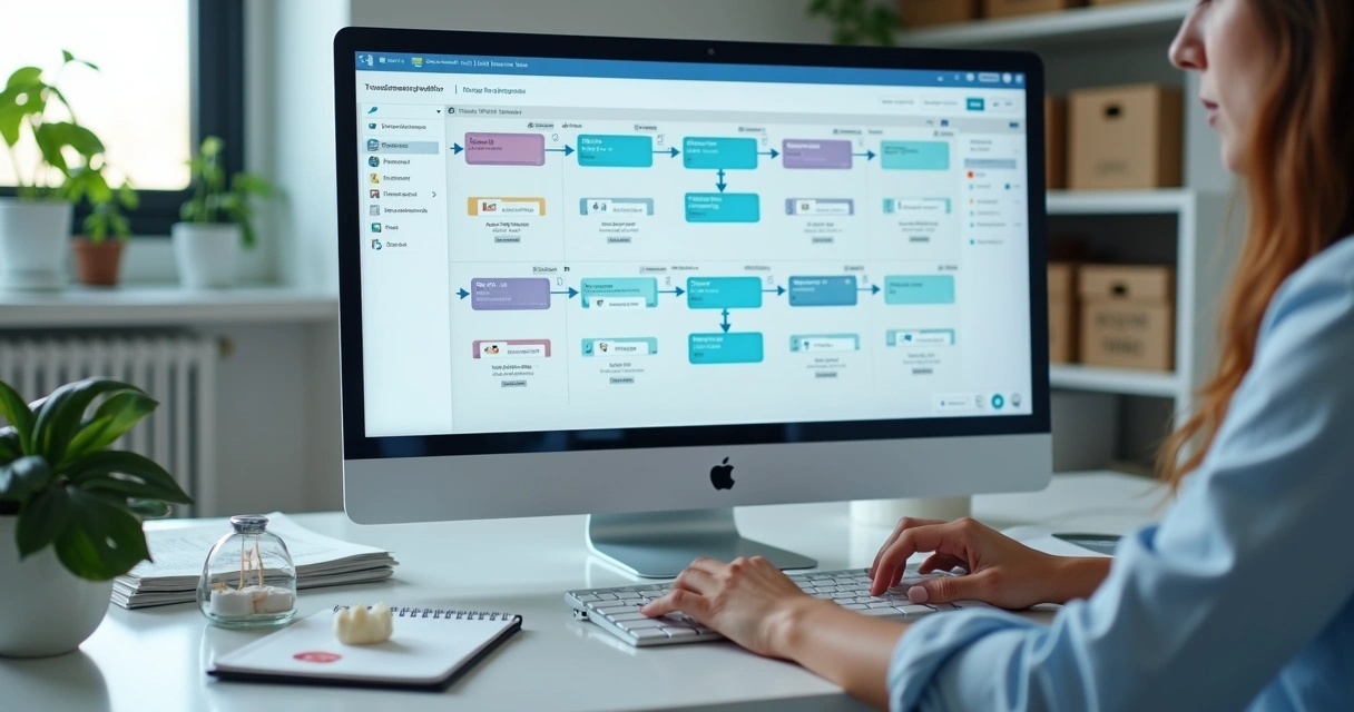 Tela de sistema odontológico mostrando fluxo Kanban de próteses e prazos de entrega 