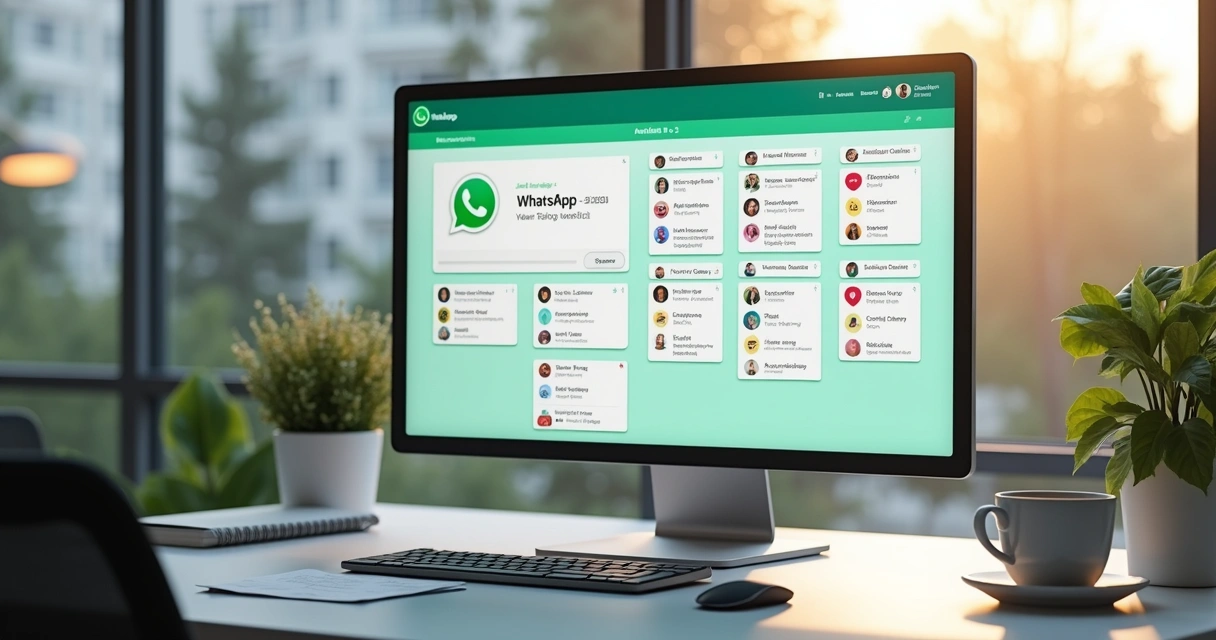 Quadro Kanban integrado com WhatsApp na tela do computador