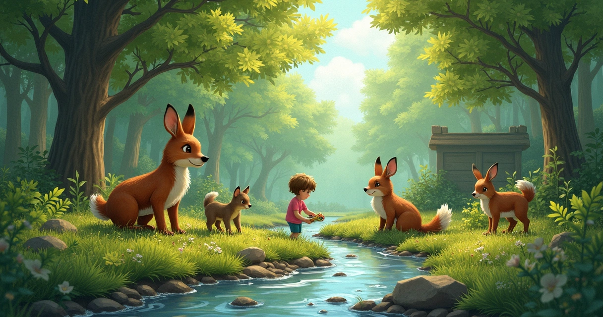 Animais da floresta coletando materiais