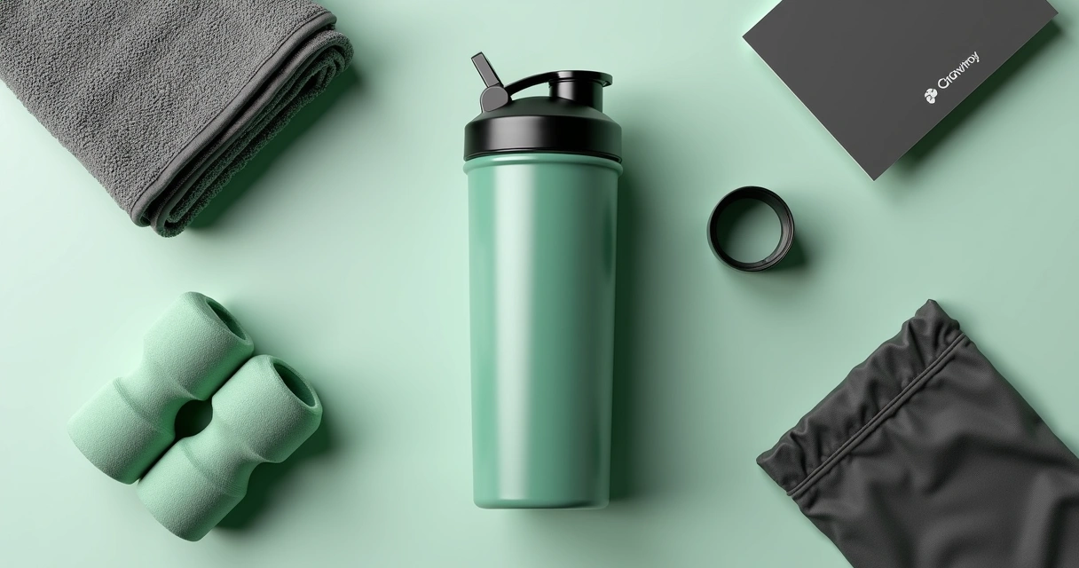 Kit fitness com toalha, elástico e garrafa personalizada