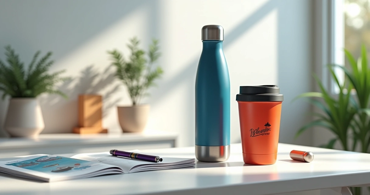 Kit de brindes corporativos com coqueteleira, garrafa térmica e copo personalizado 