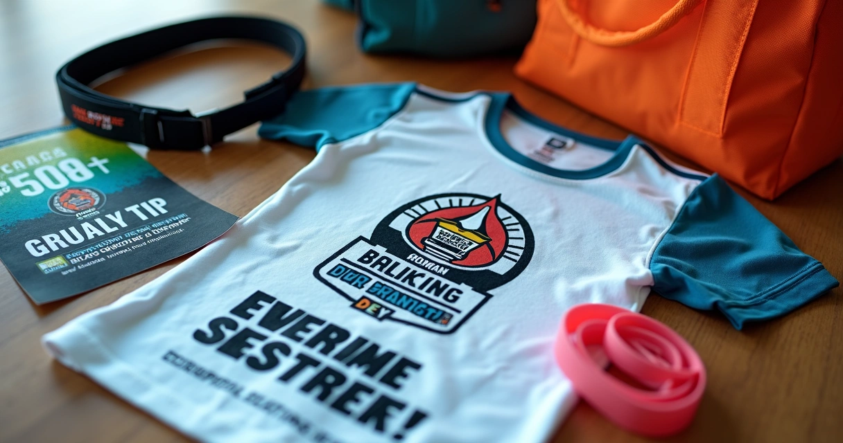 Kit com camiseta, faixa e ecobag personalizado para evento esportivo 