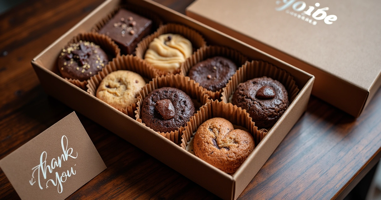Kit de brownies artesanais em caixa executiva personalizada 