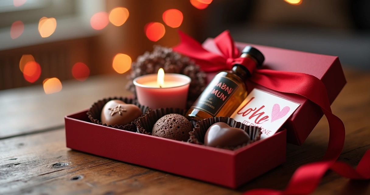 Kit personalizado de chocolates afrodisíacos e cosméticos sensuais 