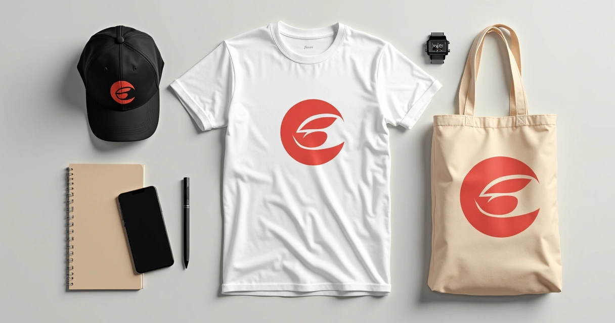 Kit com camiseta, boné e ecobag personalizados com o mesmo logo para evento