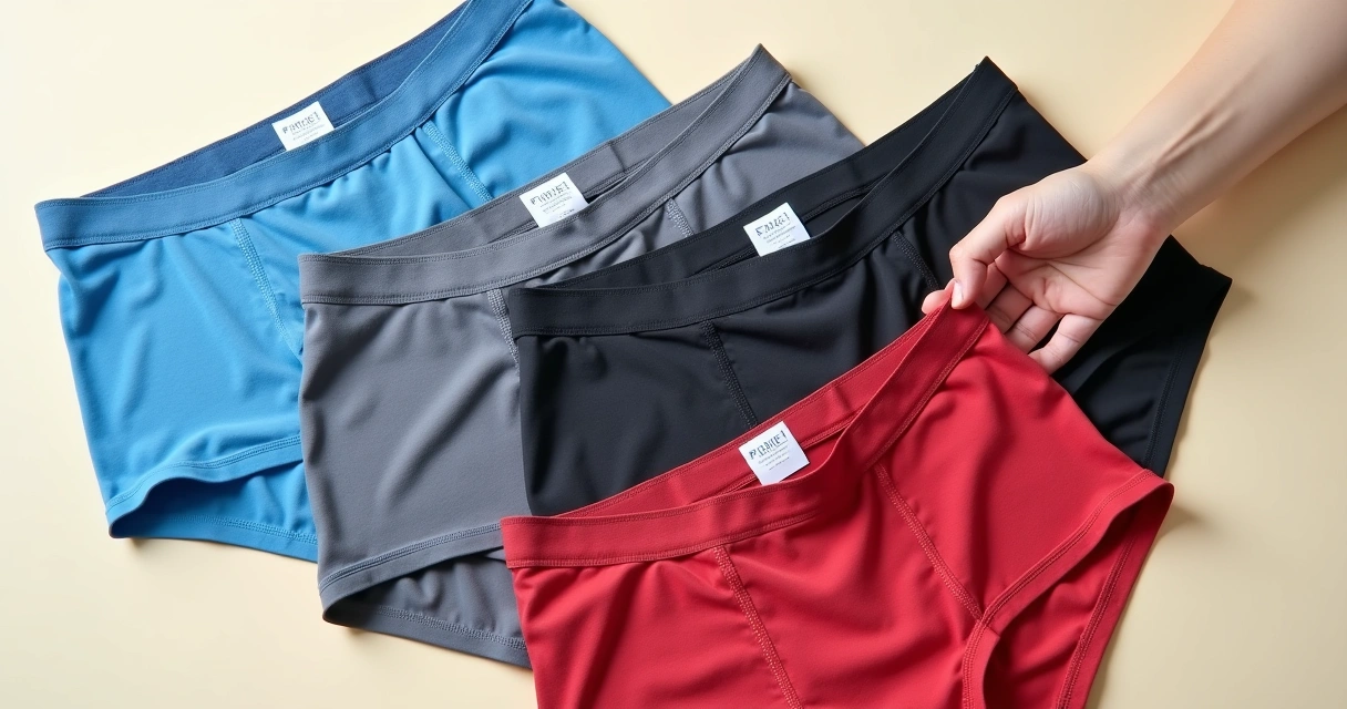 Kit de cuecas boxer masculinas de diversas cores sobre uma superfície clara