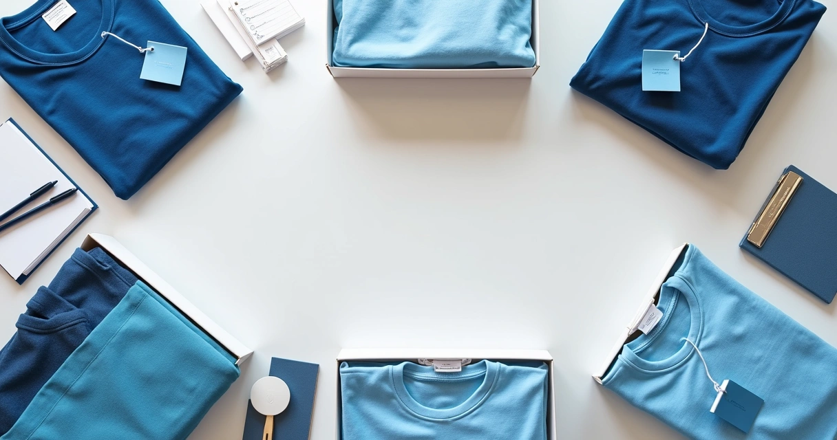 Kits corporativos com camisetas dobradas para evento empresarial 