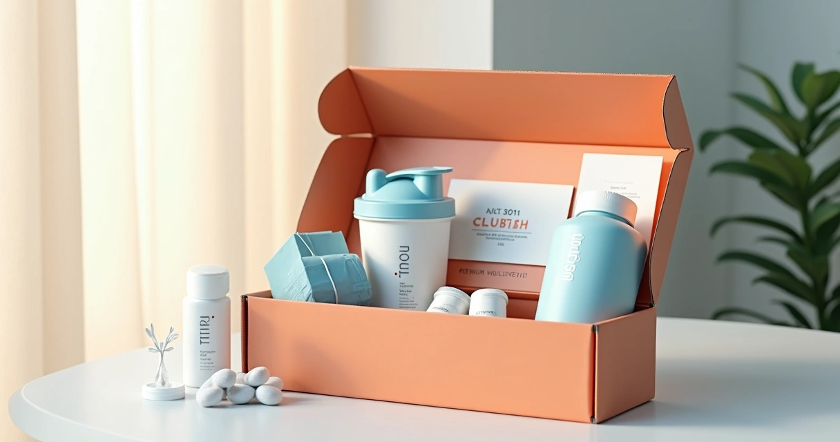 Kit personalizado de clínica com itens de saúde em caixa premium 