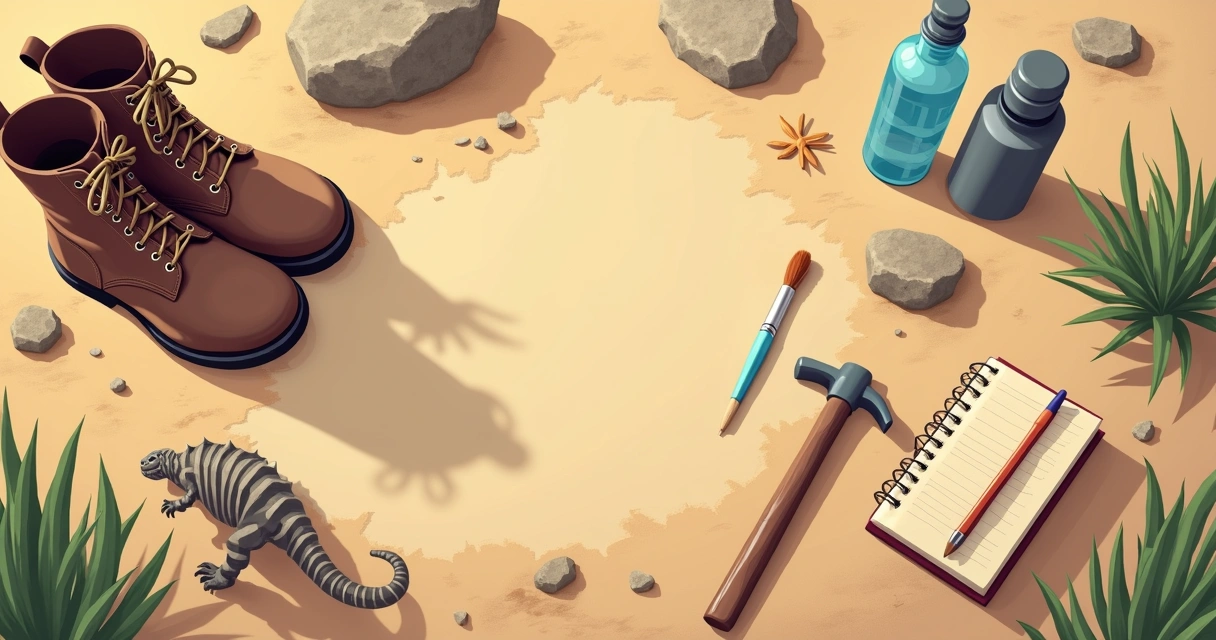 Kit de ferramentas para explorar fósseis com mochila, pincel e caderno 