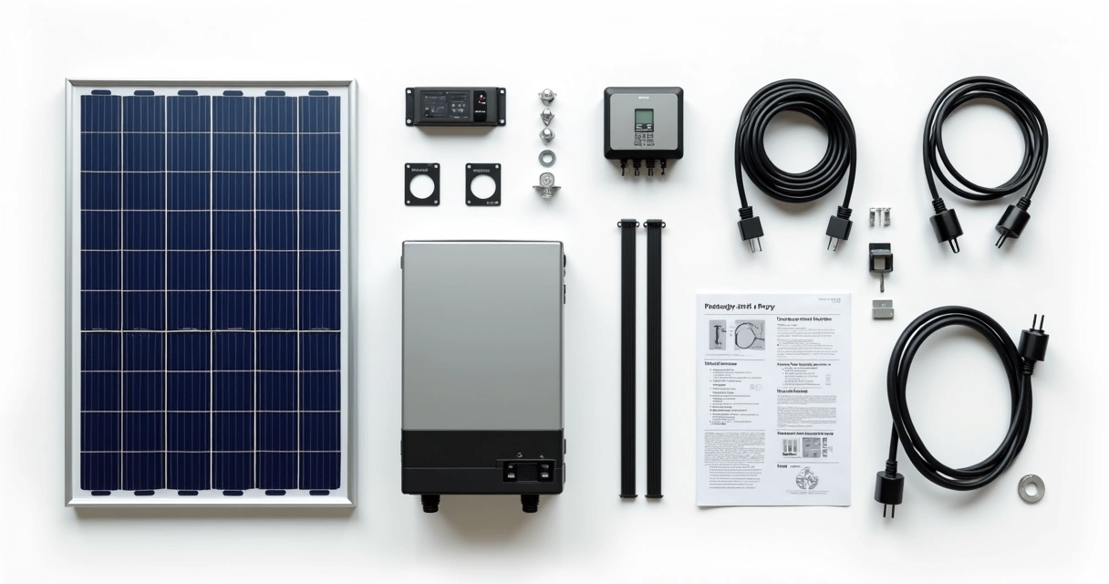 Kit de energia solar com painel, inversor e cabos 
