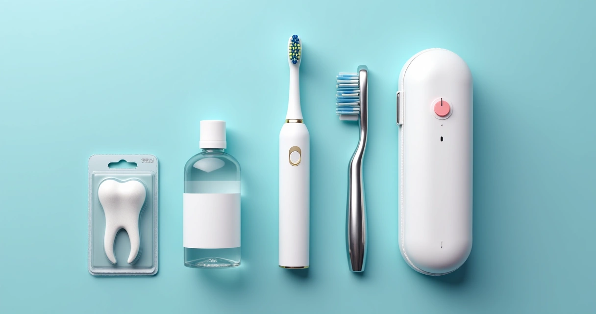 Kit de higiene bucal premium com escova sônica, fio dental especial e estojo branco