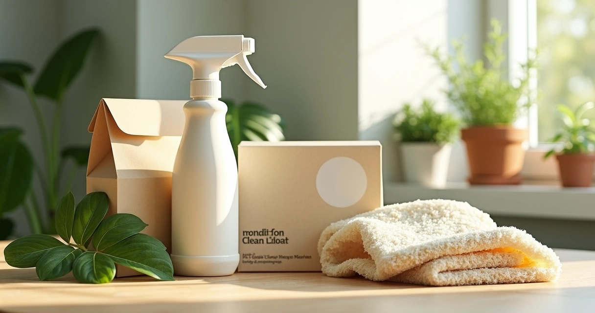 Kit de limpeza sustentável com embalagens recicláveis e produtos ecológicos 