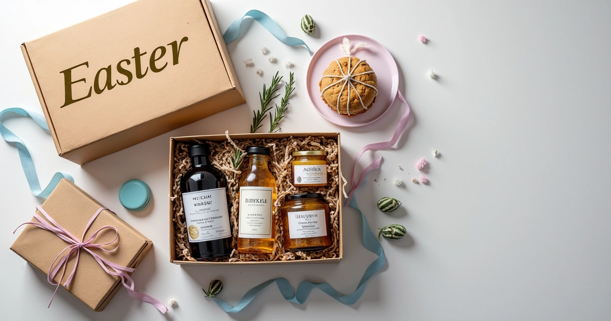 Kit de presente de Páscoa personalizado com produtos artesanais 
