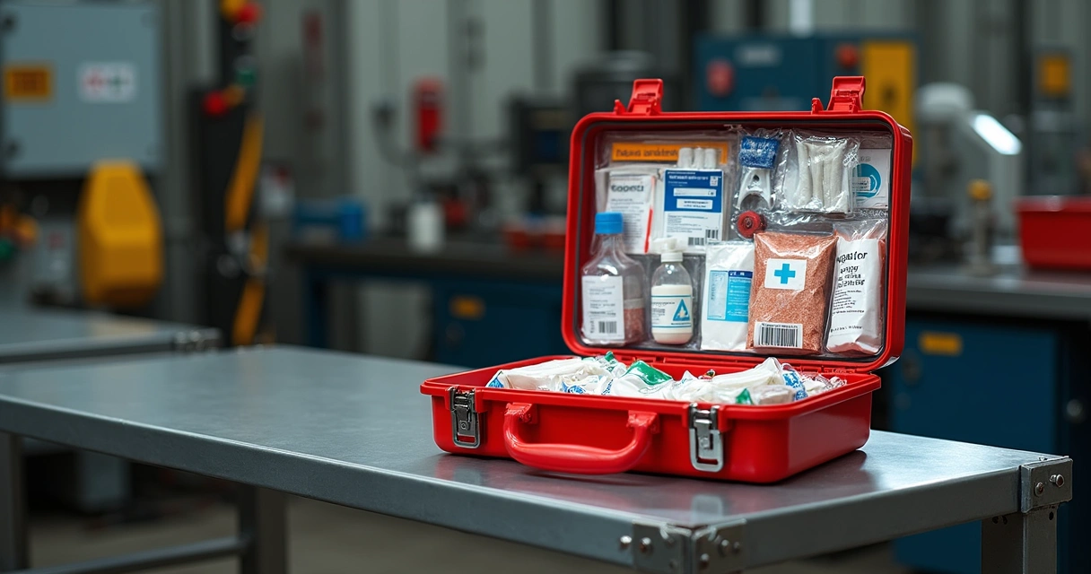 Kit de primeiros socorros completo para ambiente industrial 