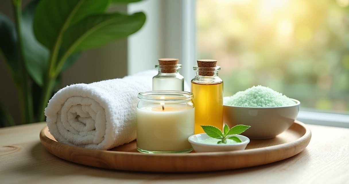 Kit de spa personalizado com velas e óleos essenciais 