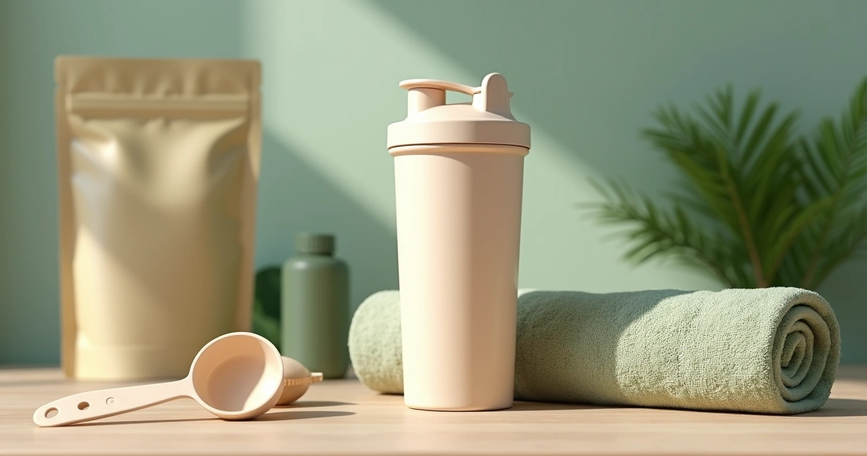 Kit promocional com coqueteleira vegana e suplemento vegetal 
