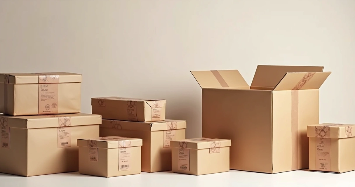 Embalagens de diferentes tamanhos e kits para envio 
