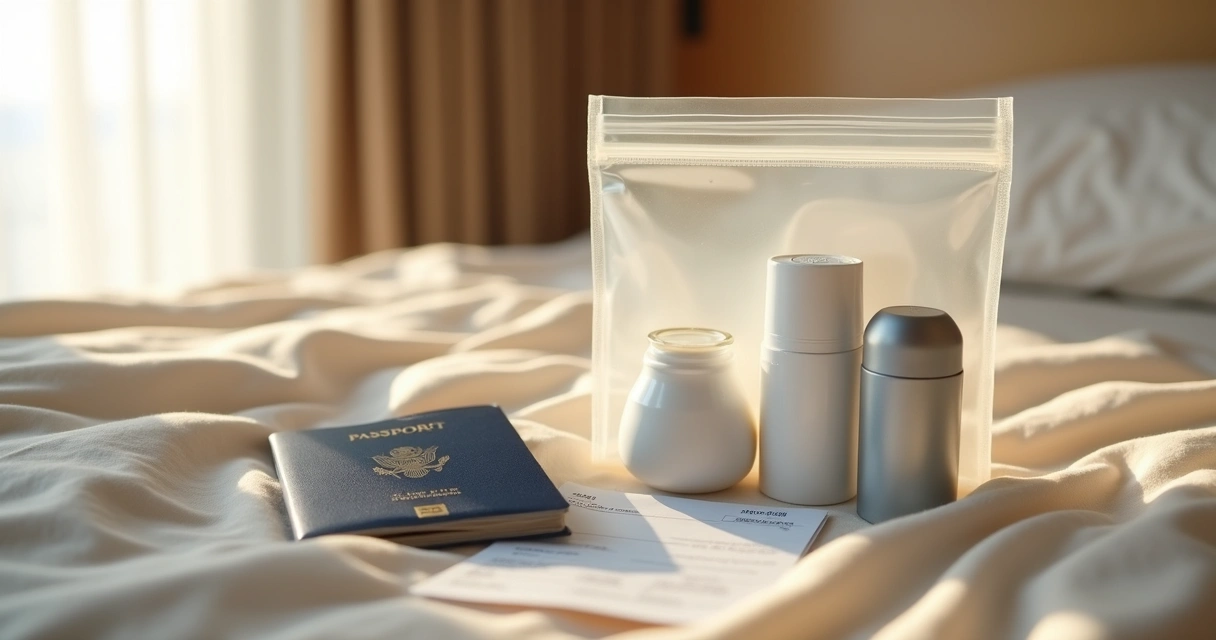 Kit de viagem com stick, roll-on e aerosol pequeno 