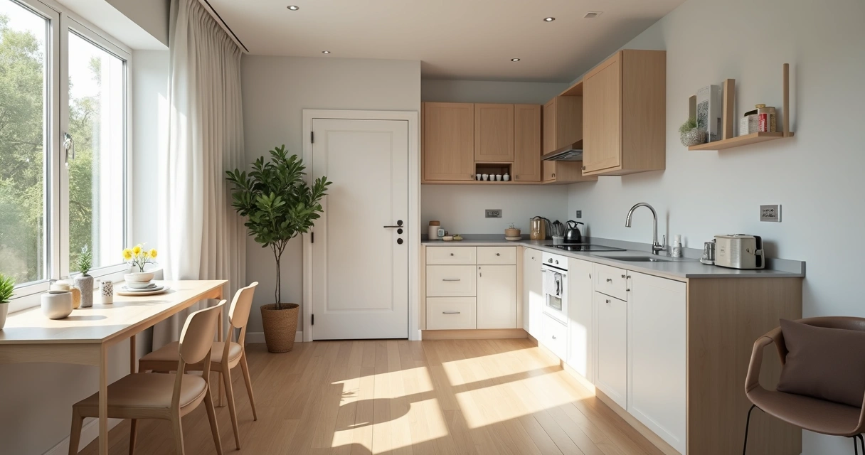 Kitnet pronta com móveis planejados aguardando locatário 