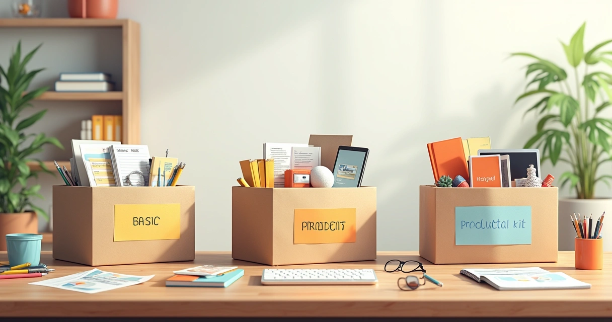 Kit de produtos organizados para empresa 