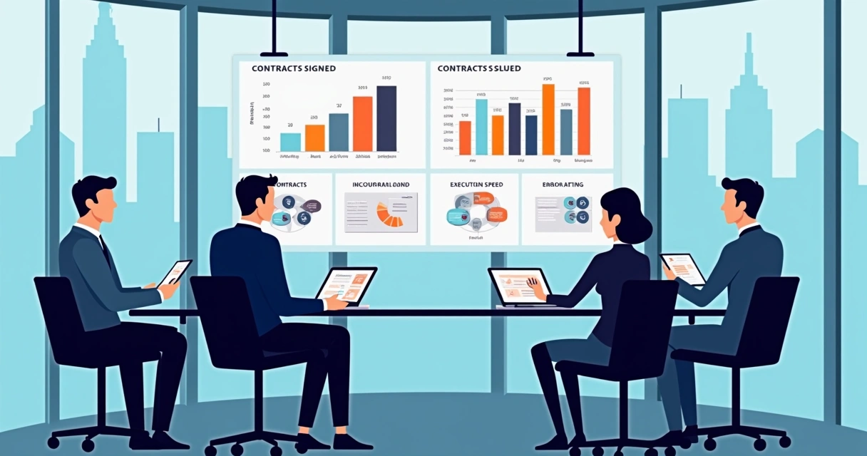 Business team reviewing a KPI dashboard together