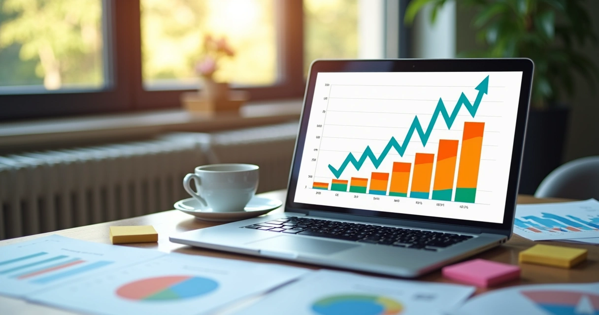 Gráfico de KPI indicando taxas de conversão de leads ao longo do funil de vendas 