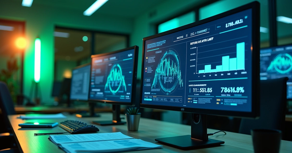 Dashboards mostrando KPIs e ROI em projetos de IA