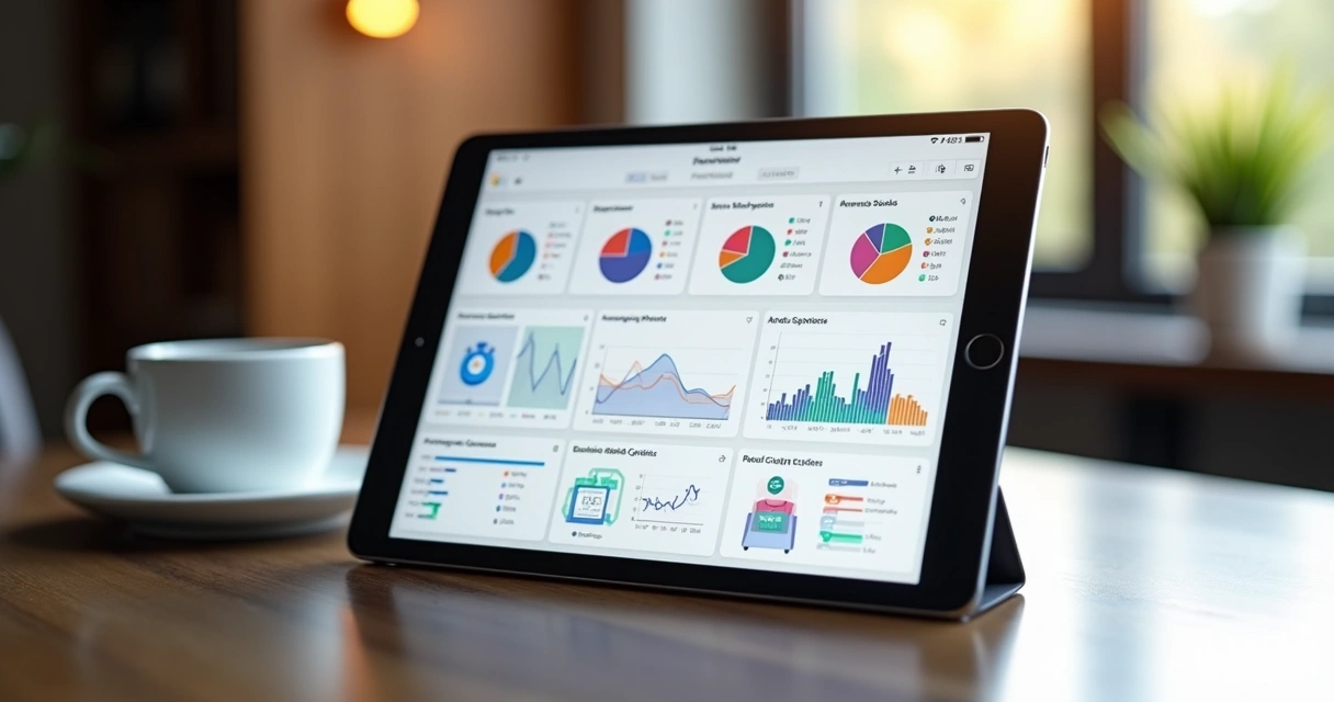 Dashboard com KPIs de canais de vendas separados por cor e métrica 