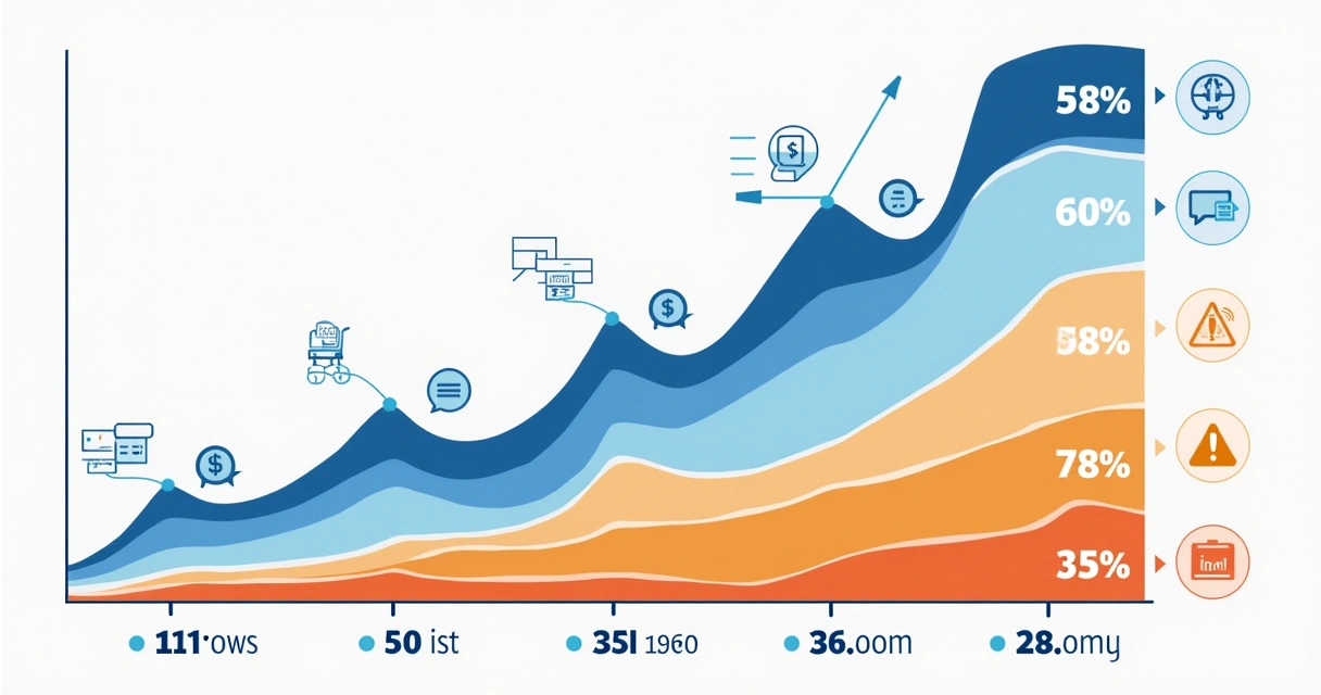 Gráfico tematizado mostrando evolução dos KPIs das lojas em grupos do WhatsApp, com linhas de tendência para engajamento, churn, vendas e tempo de resposta 