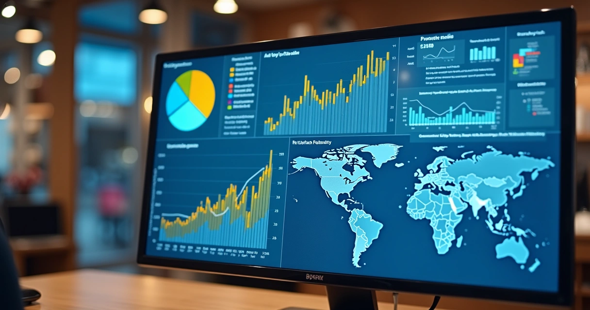 Dashboard de loja com KPIs e gráficos variados