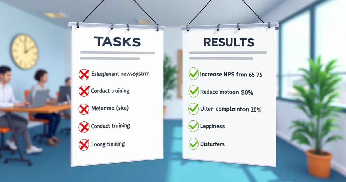 Comparativo visual de um KR como tarefa e outro como resultado 