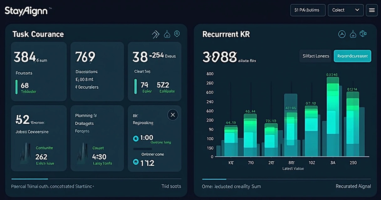 Dashboard mostrando KRs por ocorrência e recorrentes lado a lado. 