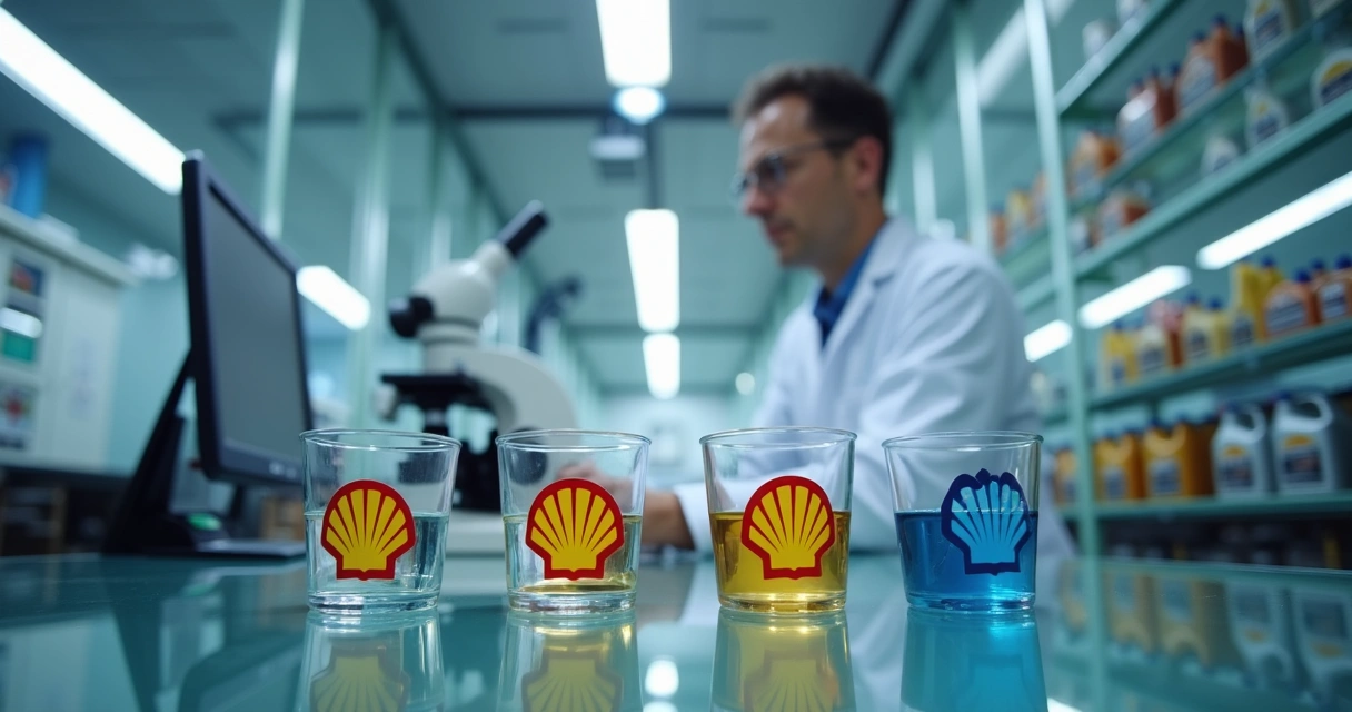 Profissional analisando amostras de óleo de motor em laboratório automotivo