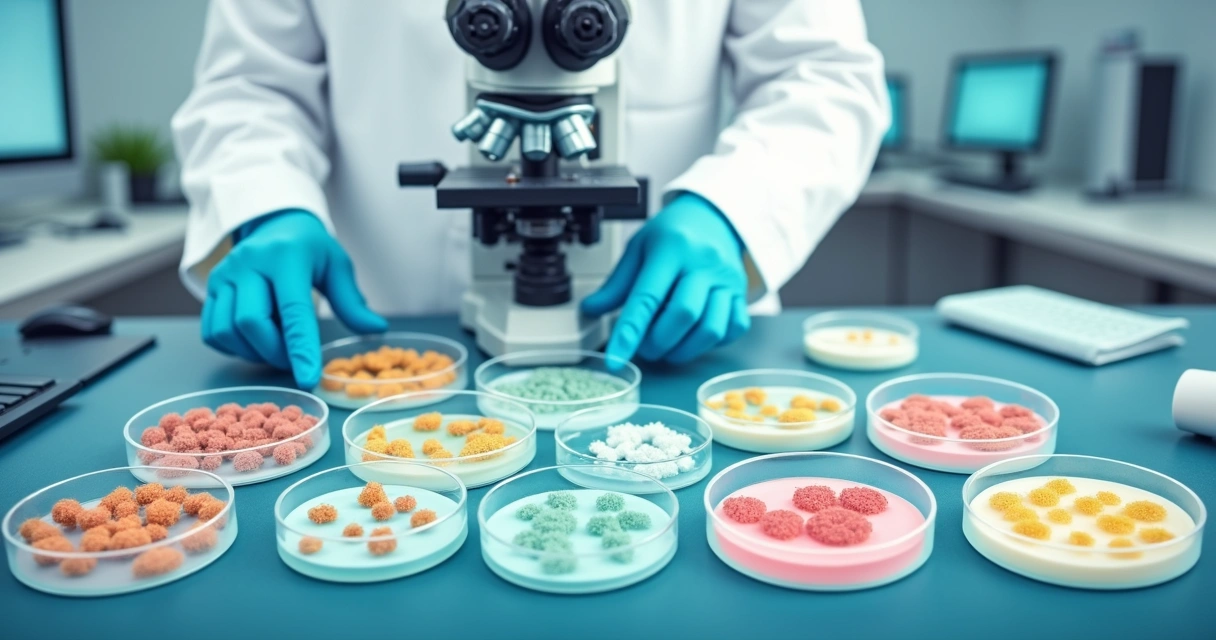 O que avaliar no monitoramento laboratorial de infecções fúngicas 1 Placas de cultura em laboratório com crescimento de colônias fúngicas
