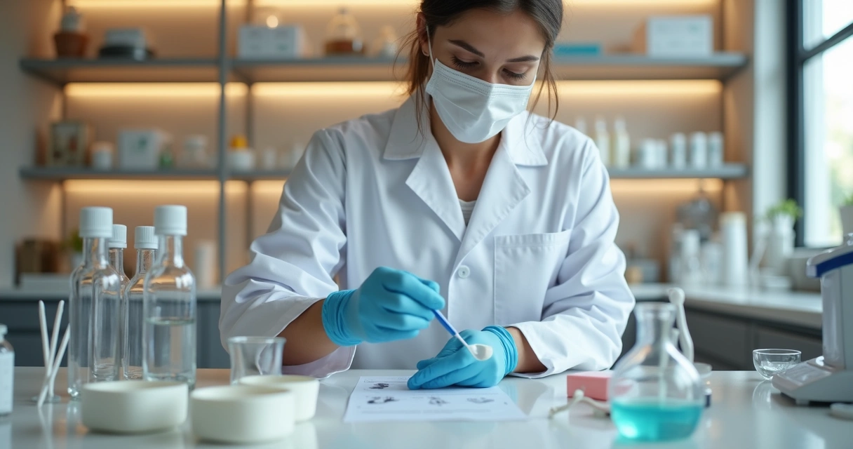 Farmacêutico preparando fórmula bucal personalizada em laboratório 