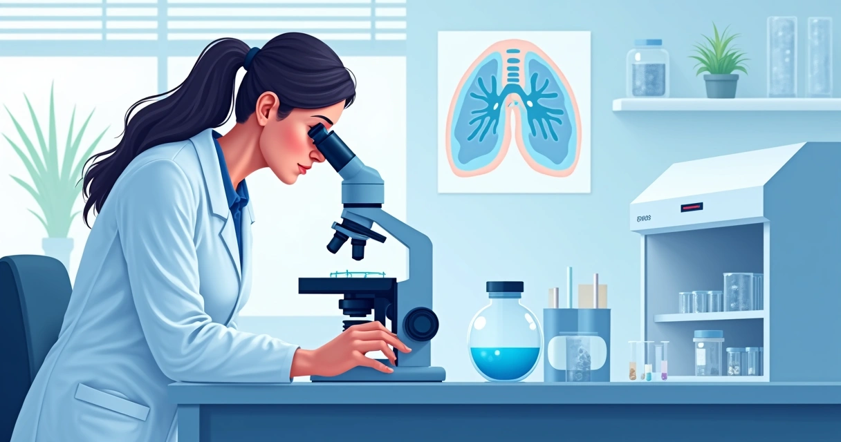 Critérios diagnósticos e tratamento das micobactérias não tuberculosas 1 Microscópio sendo utilizado em bancada laboratorial durante análise de amostras clínicas