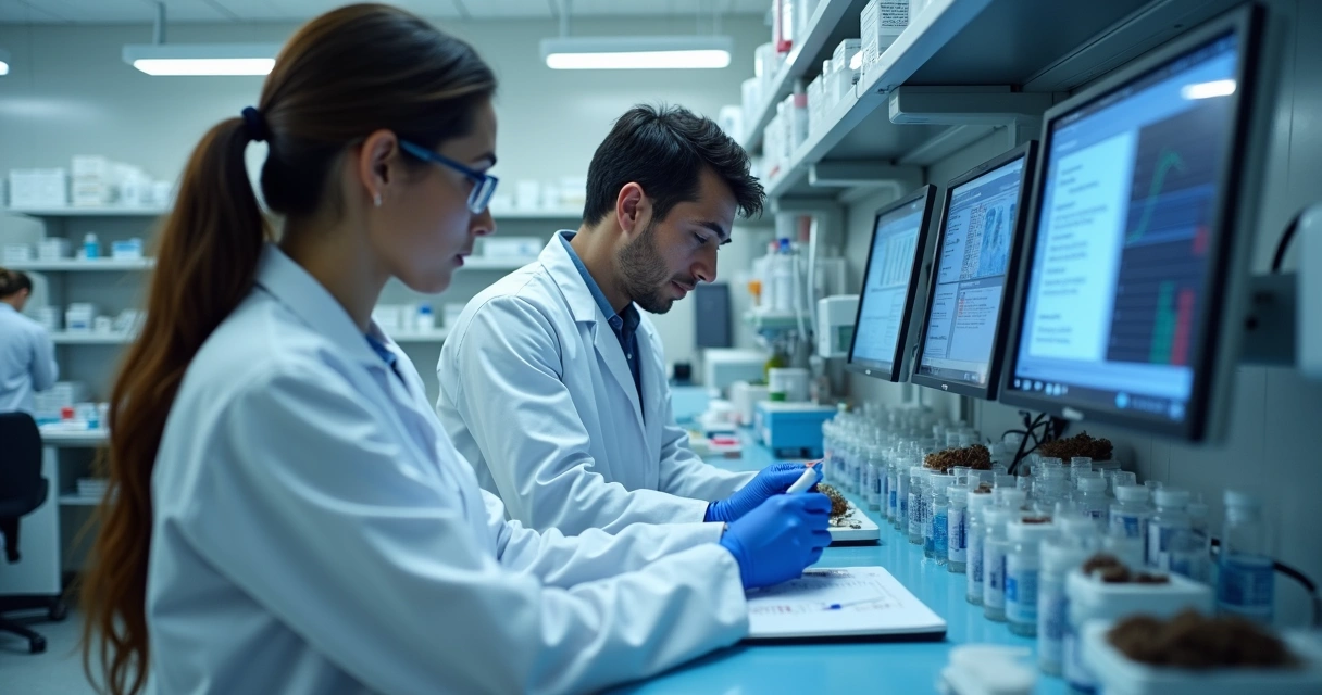 Laboratório equipado analisando amostras capilares 