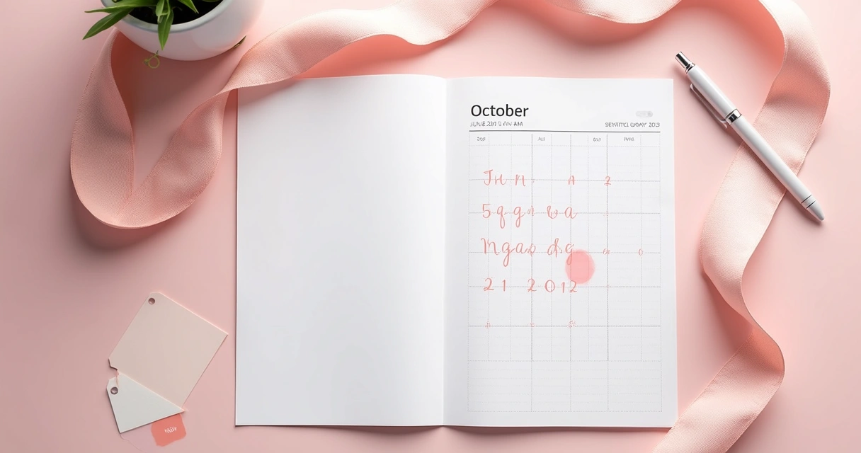 Laço rosa e calendário com outubro marcado 