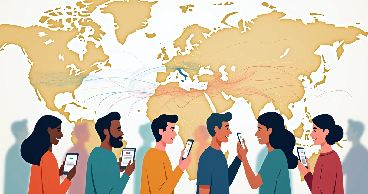 Desenho de pessoas conectadas por linhas e algumas linhas quebradas, representando fragmentação de laços sociais 