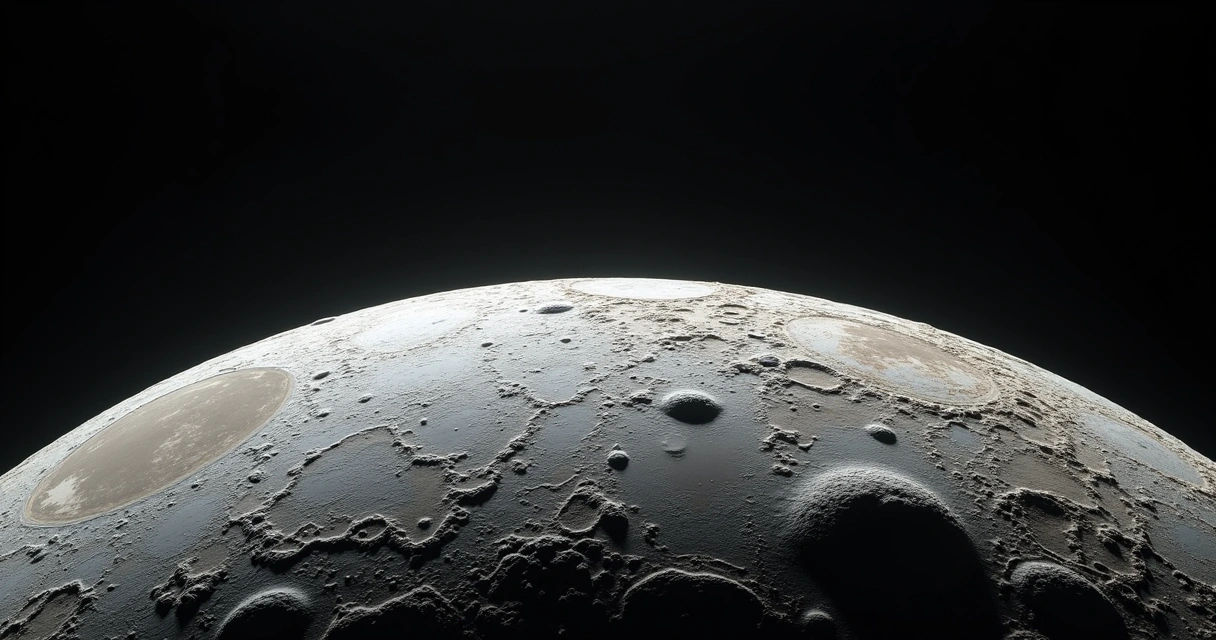 Superfície acidentada do lado afastado da Lua preenchida por crateras e montanhas 