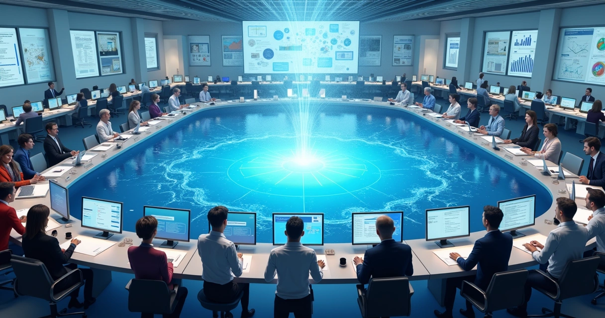 Ambiente corporativo com dados estruturados e não estruturados conectados em um lago digital 