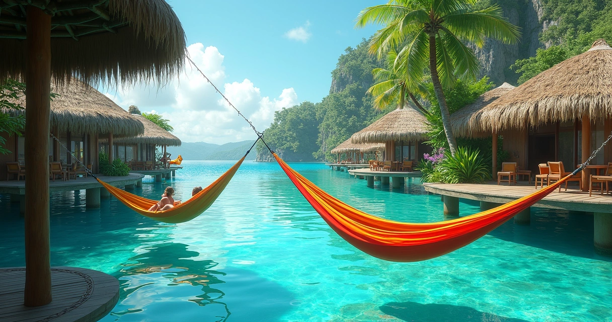 Redes coloridas dentro d’água na Lagoa do Paraíso