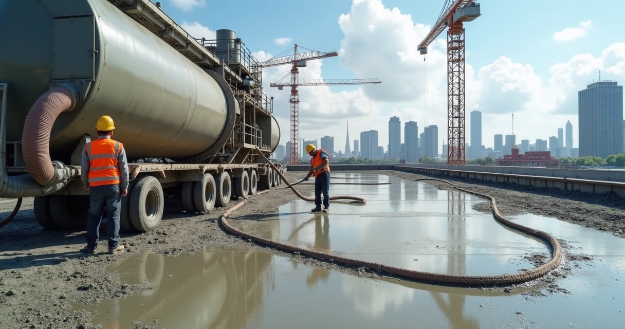 Aplicação de concreto certificado em laje de edifício 