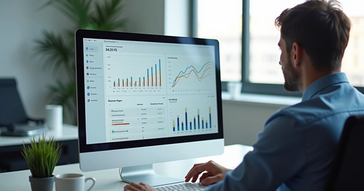 Empreendedor observando dashboard de lançamento de aplicativo SaaS pronto. 