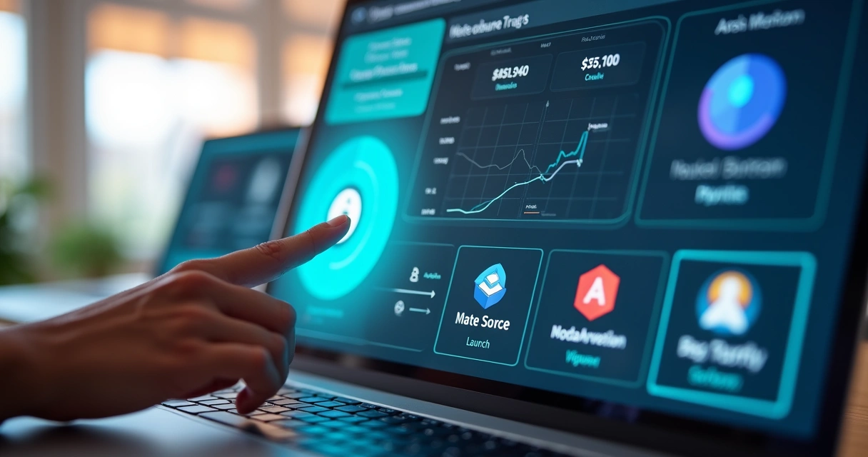 Tela de dashboard moderna mostrando múltiplas ferramentas open source já instaladas e configuradas 