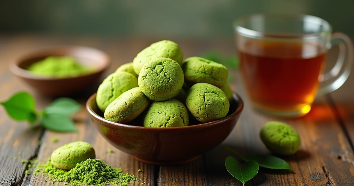 Biscoitos crocantes com moringa sobre guardanapo branco