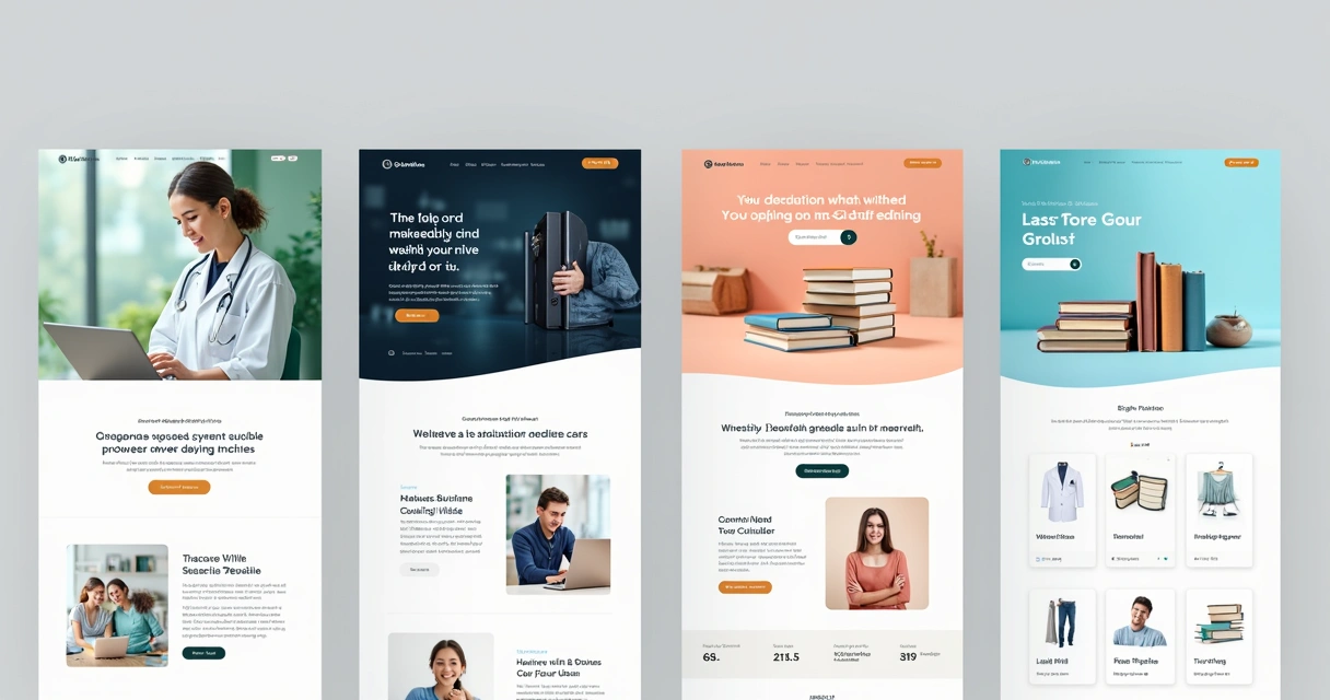 Quatro variações de landing page para nichos distintos 
