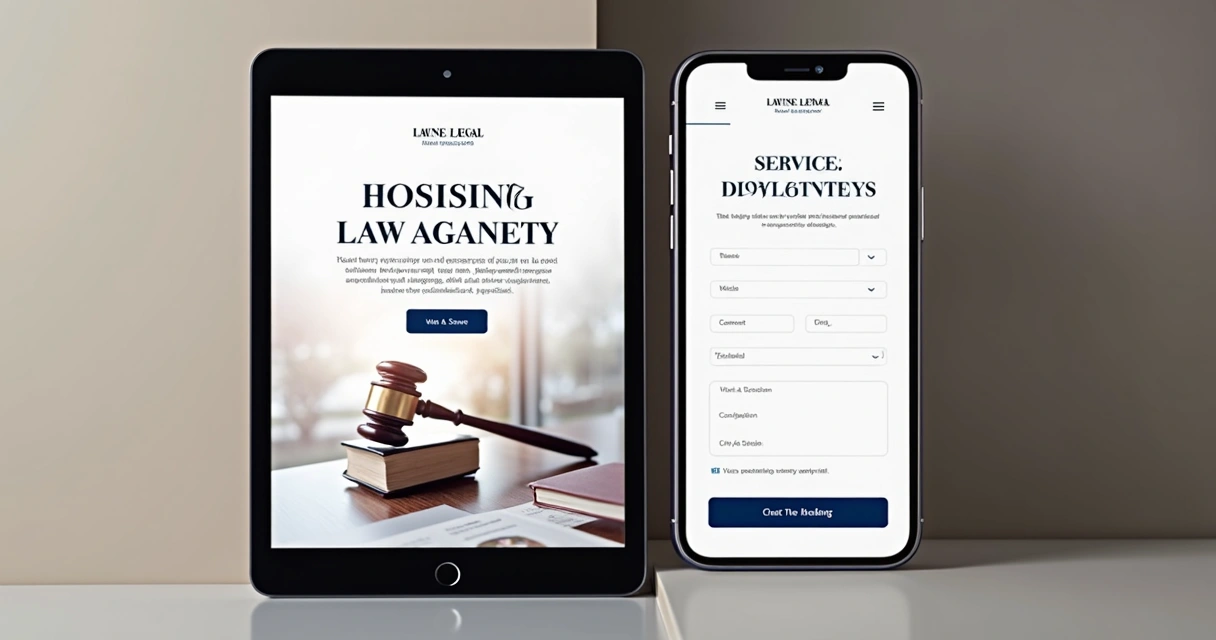 Landing page de escritório de advocacia mostrando formulário e chamada para ação agendar consulta jurídica. 